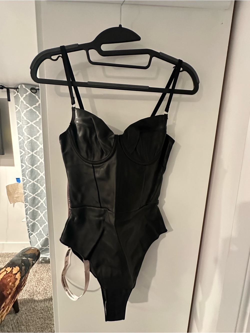 House of CB Black Faux-Leather Kids One-Piece Bodysuit